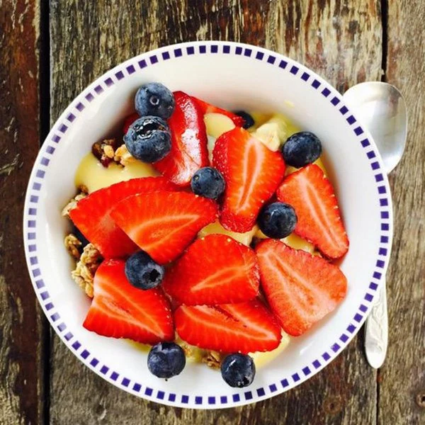 Barley Clusters with Custard and Berries