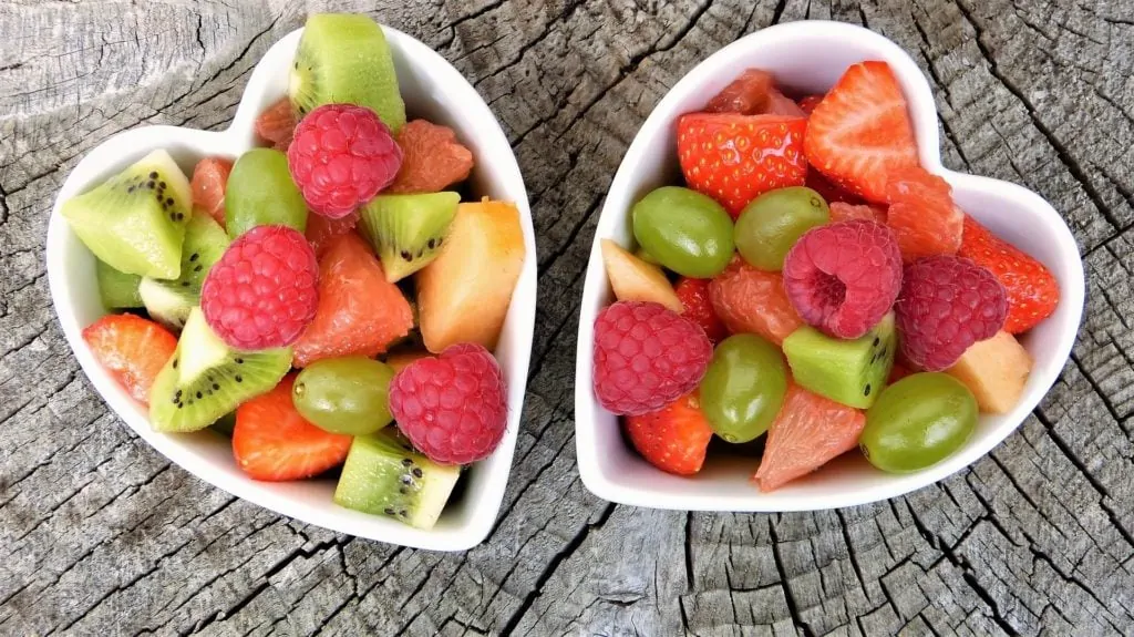 Show your heart some love - Heart shaped bowls fruit salad.